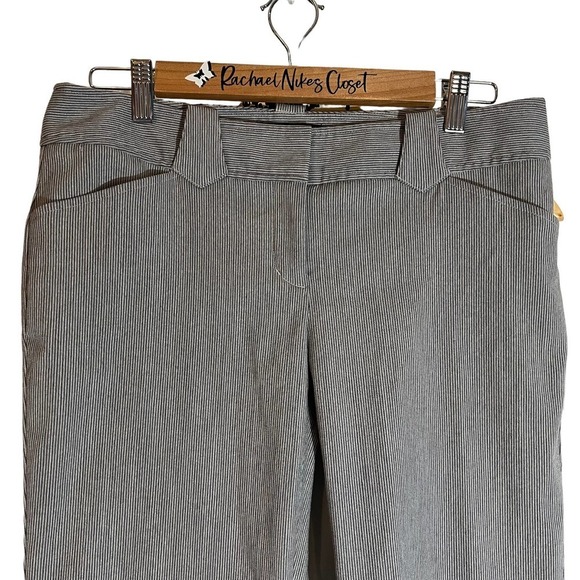 Vintage Women's Express Gray Stiped Editor Pants Wide Leg 8 - Picture 4 of 5